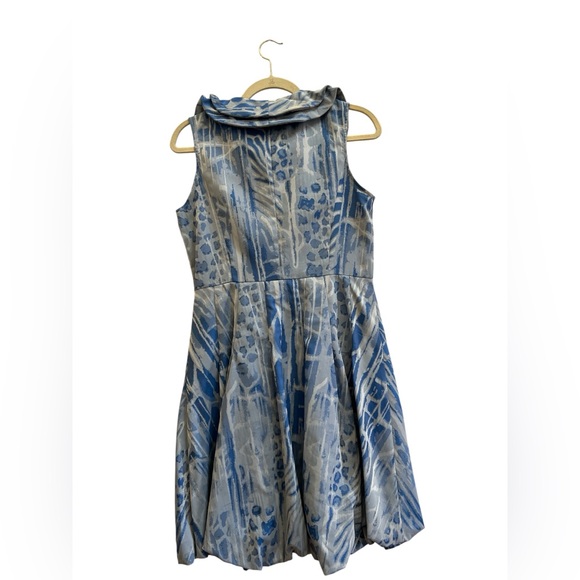 Samuel Dong Abstract Print Sleeveless Zip Front Dress Sculptural Artwear - Picture 2 of 6